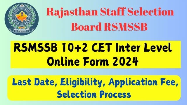 RSMSSB CET 12th Level Notification