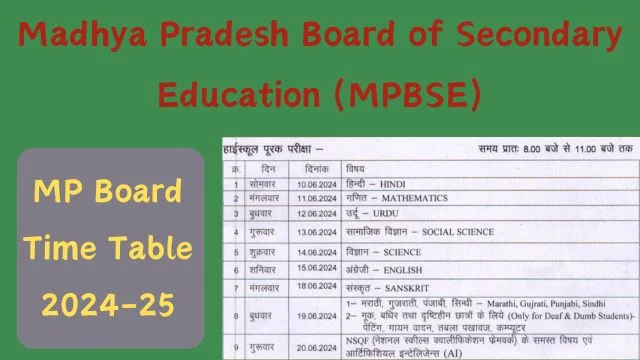 MP Board Time Table 2024-25