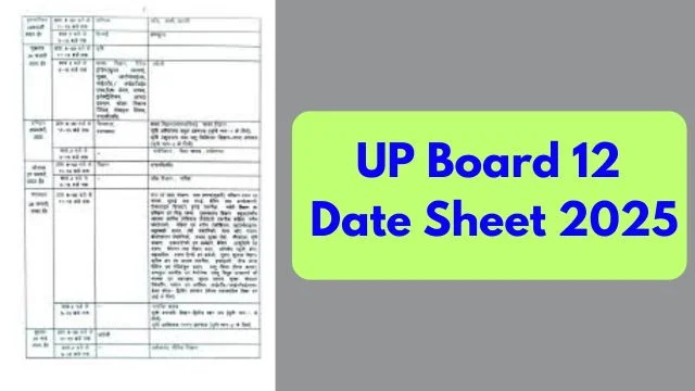 UP Board 12 Date Sheet 2025